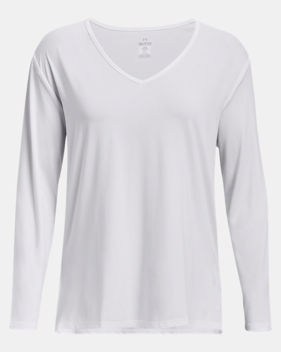女士UA Meridian Longline長袖T恤 in White image number 4